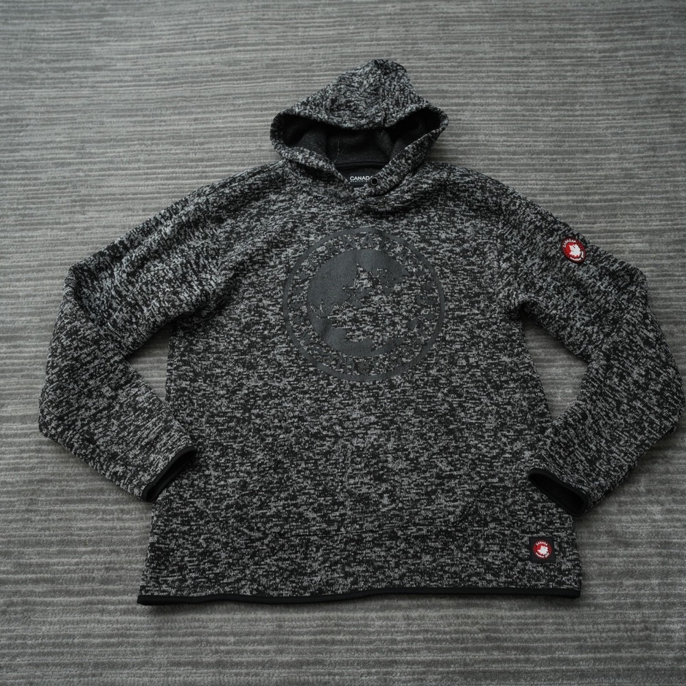 Canada Weather Gear Mens Hoodie Sweatshirt Gray Black 2 Pockets Hooded Sweater L